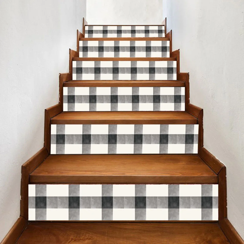 

6pcs Creative Gray Cross Personality DIY Steps Stair Stickers PVC Decal Removable Floor Stick For Living Room Home Decoration