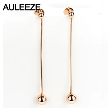 

AULEEZE Solid 18K 750 Rose Gold Earrings Classic Tassel Drop Earrings For Women Pure Gold Fine Jewelry Party Gift