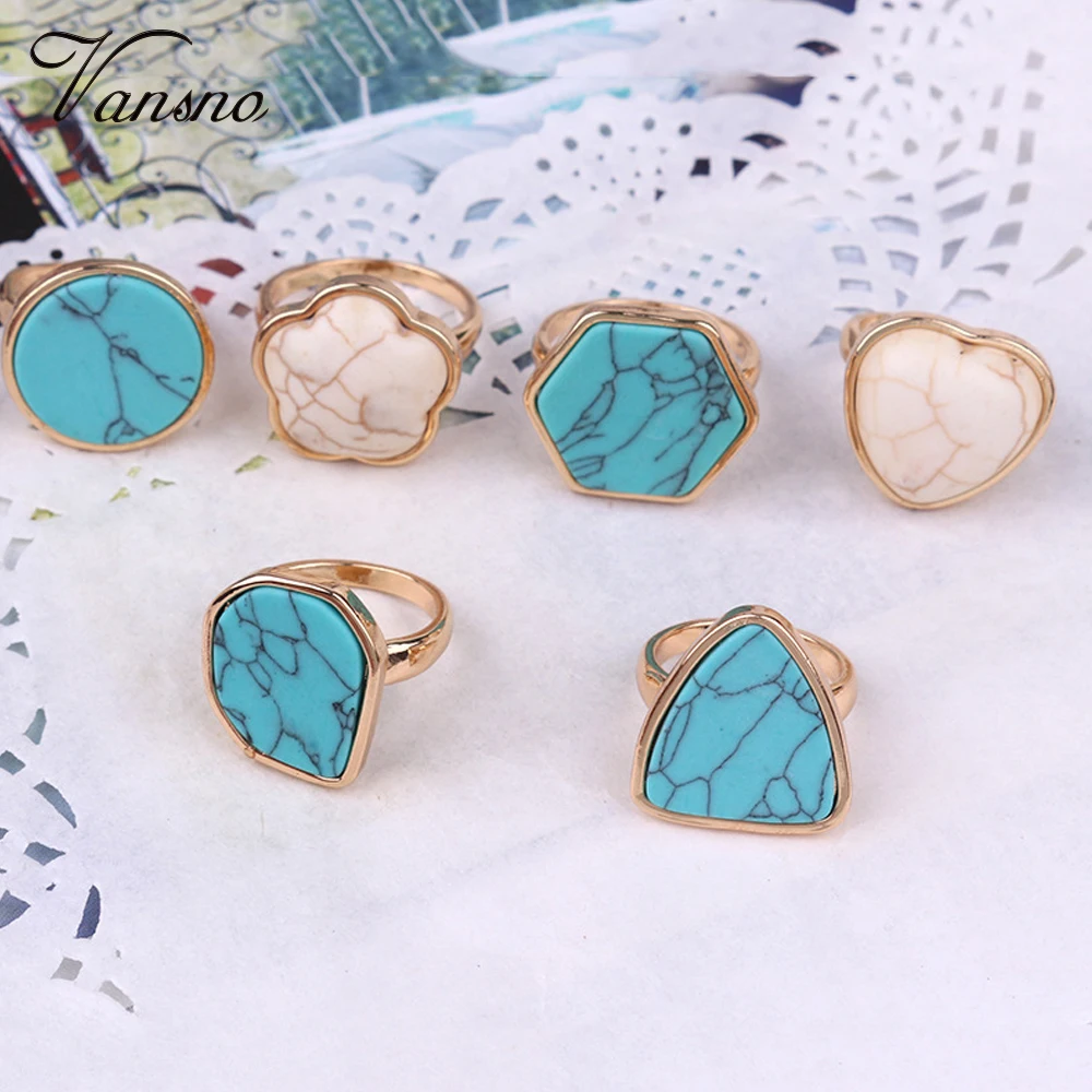 Vansno The new retro alloy triangular ring with pine stones is a popular all-purpose | Украшения и аксессуары