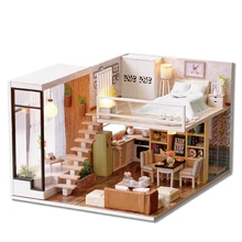 Включает в себя пылезащитный чехол Кукольный дом miniaturas Diy кукольный домик 3D деревянная головоломка дом для творчества подарок на день рождения игрушки № L020-b