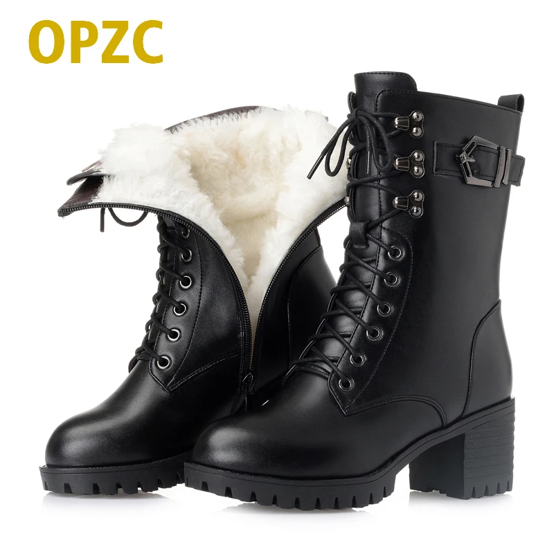 OPZC 2018 new genuine leather women military boots,size 41 42 43 lace fashion women Martin boots