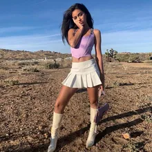 Сексуальные летние мини-юбки с высокой талией, повседневные черно-белые однотонные плиссированные юбки