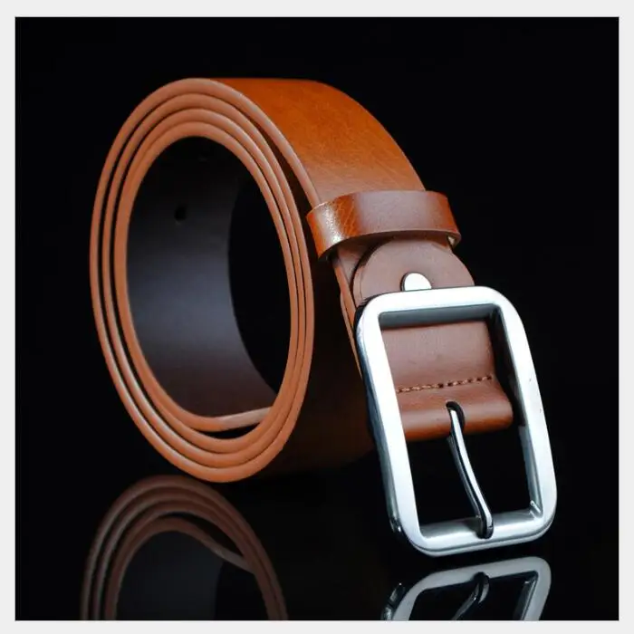 Ремень мужской кожаный с квадратной пряжкой 125 см XL XXL|125 cm|fashion leather beltleather belt |