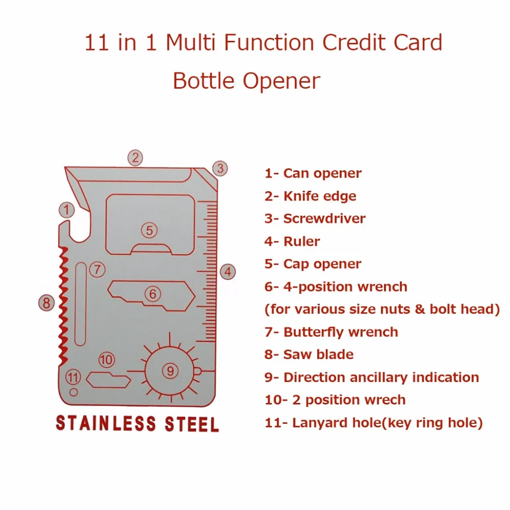 11 в 1 многофункциональная функция Кредитная карта открывалка для бутылок Кухонные гаджеты