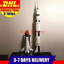 

LEPIN 37003 The Apollo Saturn V Launch Vehicle Set+16014 1230Pcs Space Shuttle Expedition Model Building Kits Set Clone 21309