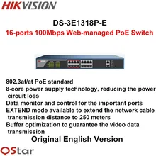 Hikvision DS-3E1318P-E 16-portas 100 Mbps Web-Switch gerenciado PoE 16 100 M PoE portas elétricas e 2 1000 M portas COMBO