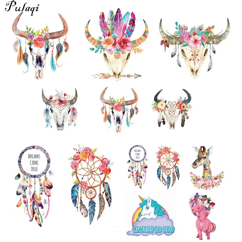 

Pulaqi Feather Patches Iron Patch For Clothing T-shirt Dresses Sweater DIY Accessory A-level Washable Heat Transfer Patches D