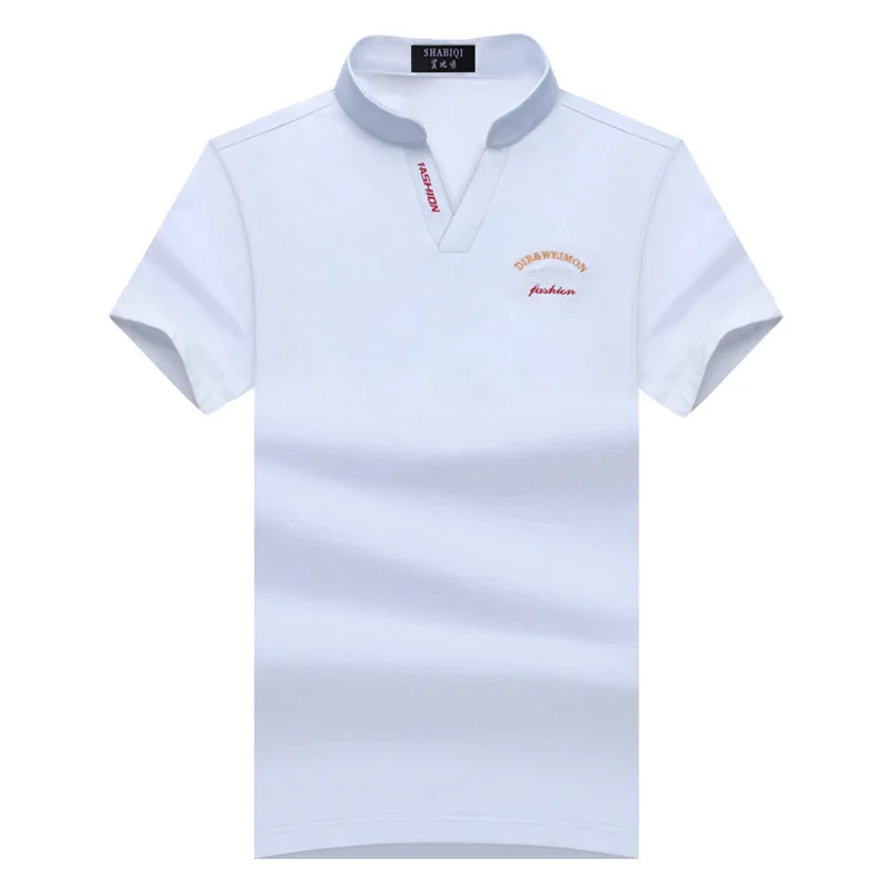 SHABIQI Классическая брендовая мужская рубашка, Мужская рубашка поло, Мужская рубашка поло с коротким рукавом, дизайнерская рубашка поло размера плюс 6XL 7XL 8XL 9XL 10XL - Цвет: white
