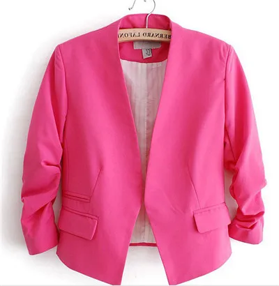 collectie casual korte vrouwen pak geen kraag slim fit geel blazer feminino candy dames jas 5 kleuren WS736|jacket bridal|jacket heaterjacket star - AliExpress