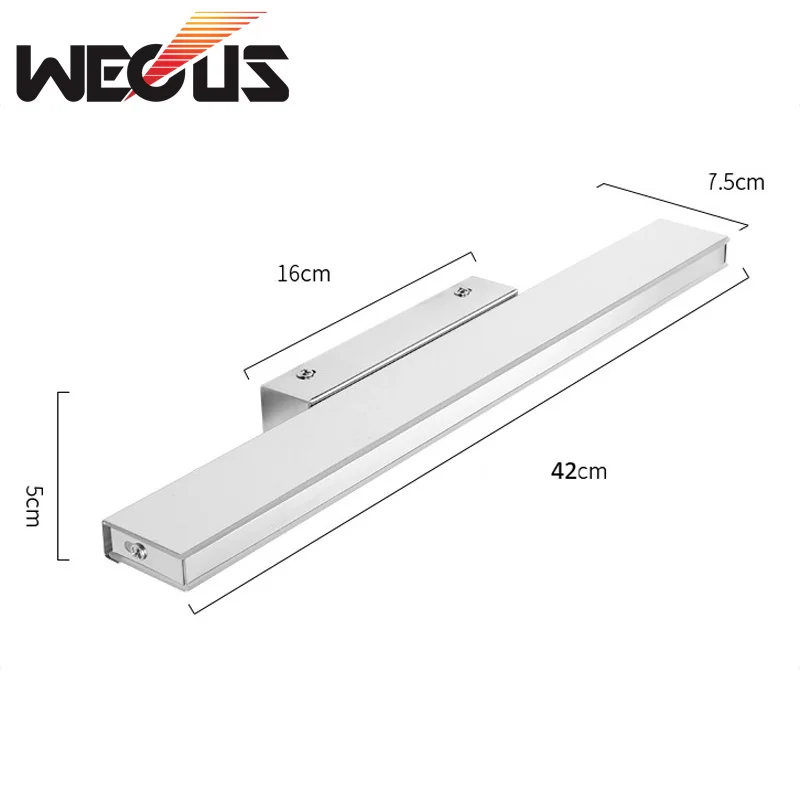 Современные хромированные зеркальные светильники, приспособление для туалетной ванны, настенное бра, светодиодная лампа для макияжа, зеркальное освещение шкафа 42 см/52 см 9 Вт/12 Вт 110 В 220 В