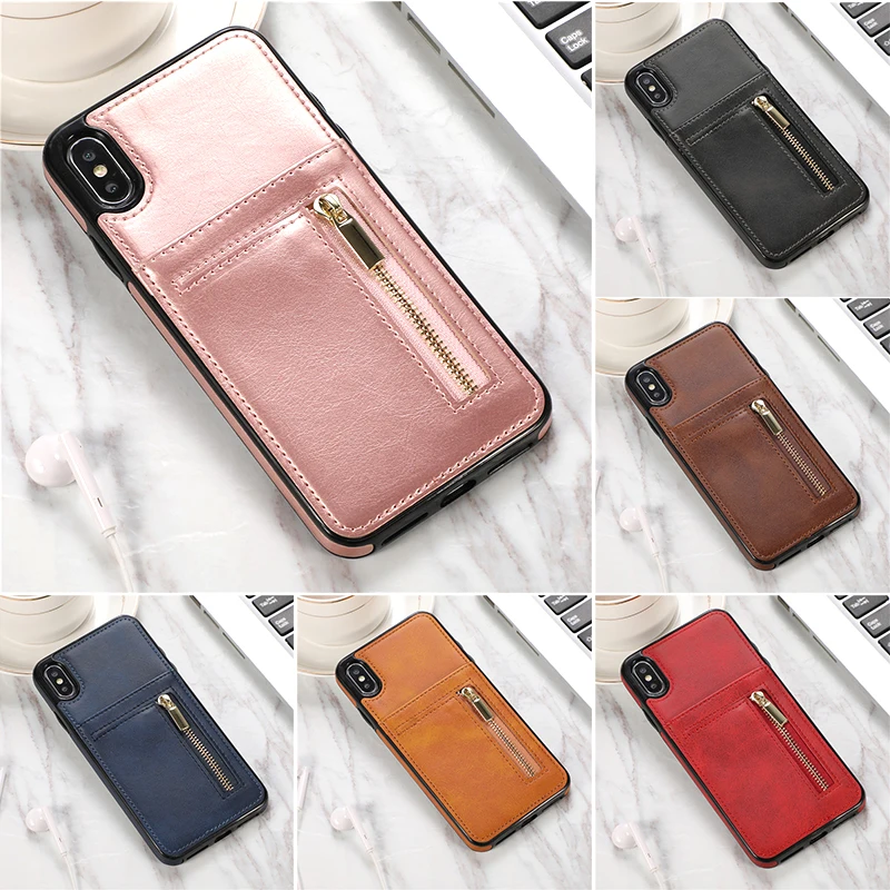 

Zipper Wallet 8plus Case For iPhone 11 Pro X XR XS MAX 8 7 6 6s Plus 5 5s SE Luxury PU Leather Card Slots Pouch Phone Bag Cover