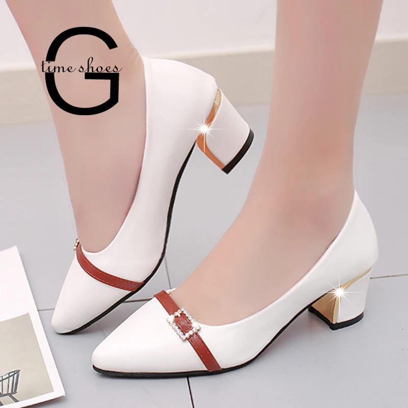 

Gtime Square Heel Pumps Women Spring Shallow Pointed Toe Shoes Female Ladies Work Shoes Woman Office Shoes Summer Slip on SE057