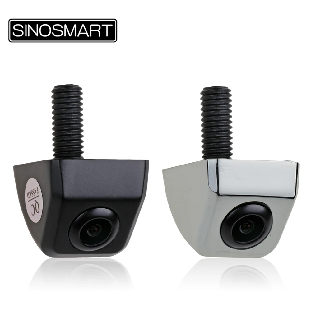 

SINOSMART Universal Parking Reversing Backup Camera for Car Vehicle Metal Chrome Case Black Small Size Glass Lens