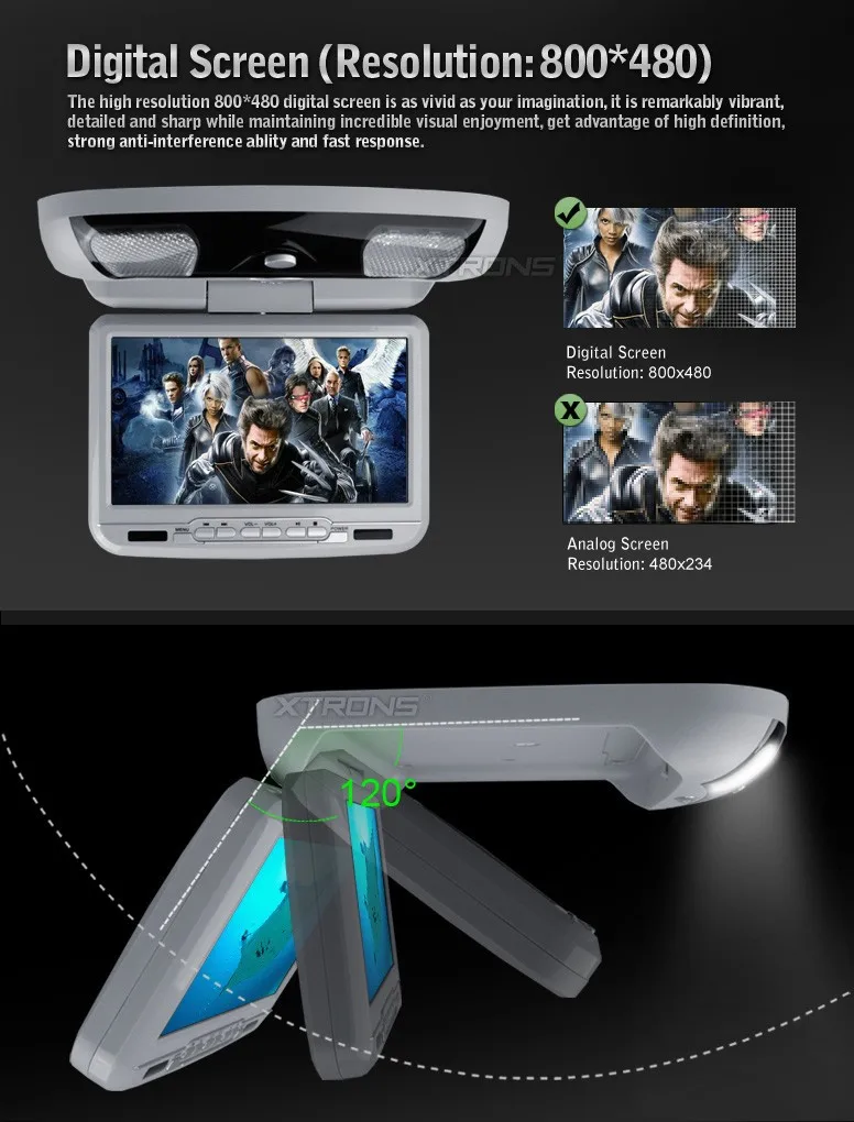 Discount 9" Car Roof Mounted DVD Player Flip Down Monitor With Game Function Overhead Media Player Ceiling With 2 PCS Headphones For Free 3