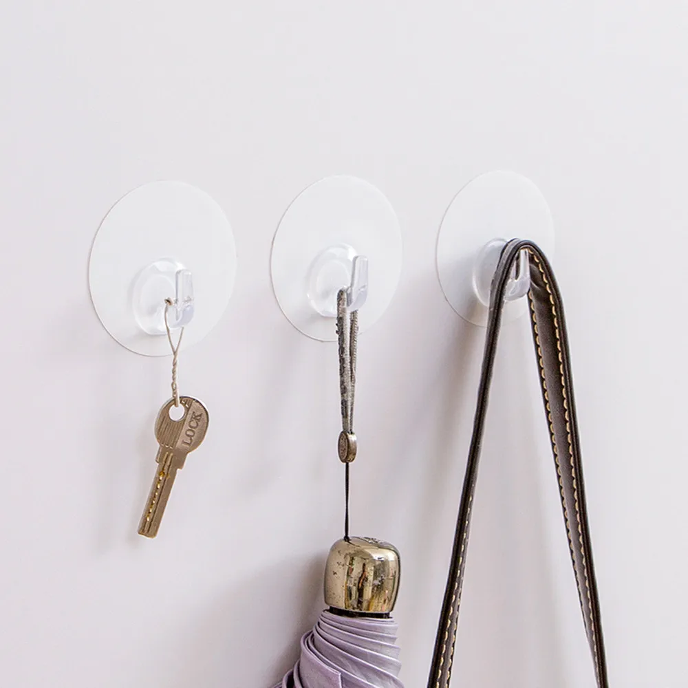 

Load 5KG Paste Strong Waterproof Round Transparent Bathroom Wall Suction Sucker Hook Crochet Mural Pour Suspendre