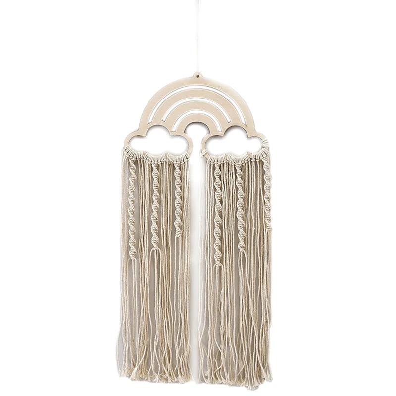 

LIXF Nordic Baby Room Rainbow Cotton Tassels Wall Hanging Handmade Macrame Home Decor Retro Handcrafted Girls Room Indian Deco