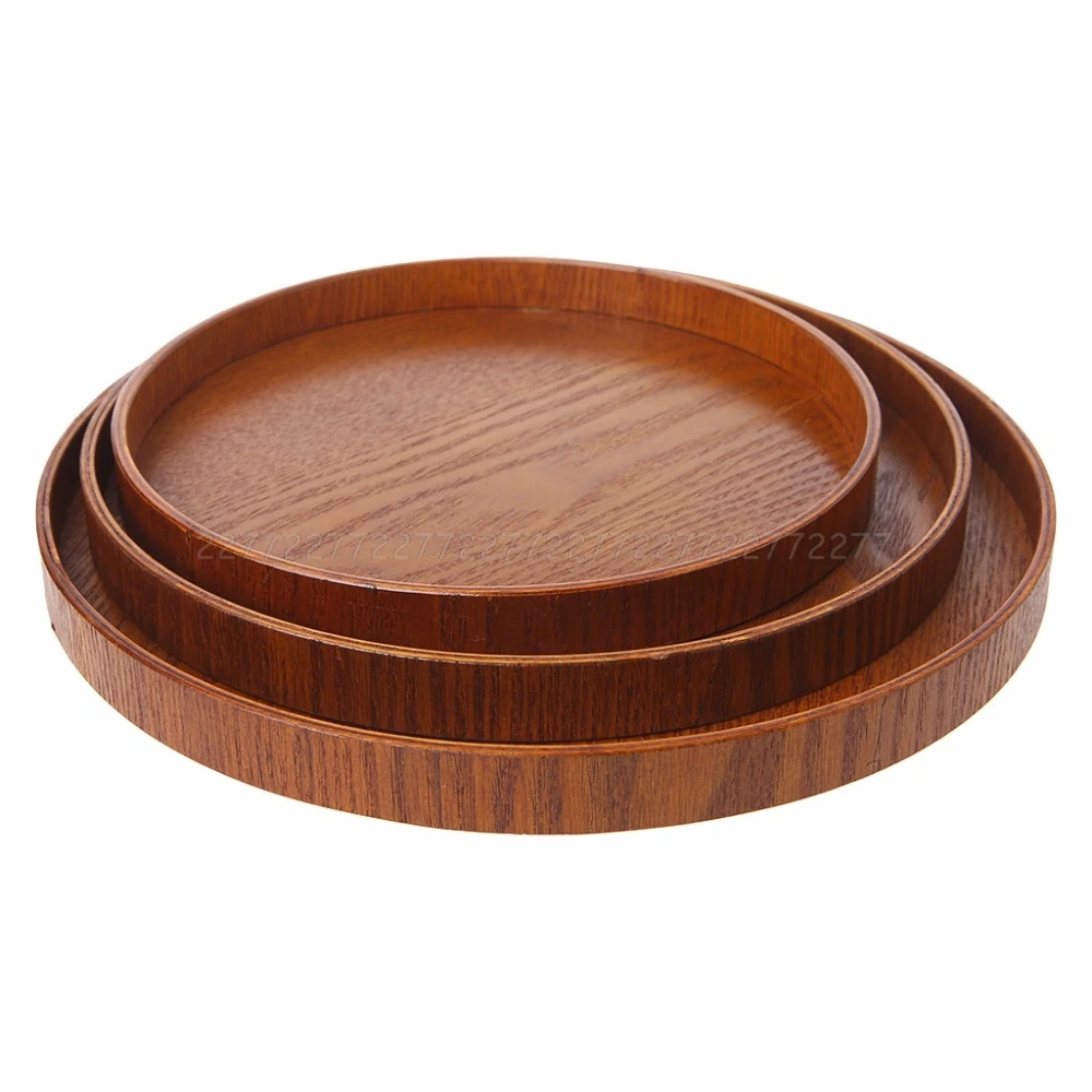 

Natural Wooden Round Plate Tea Fruit Food Bakery Serving Tray Dishes Platter New JUN20 Dropship