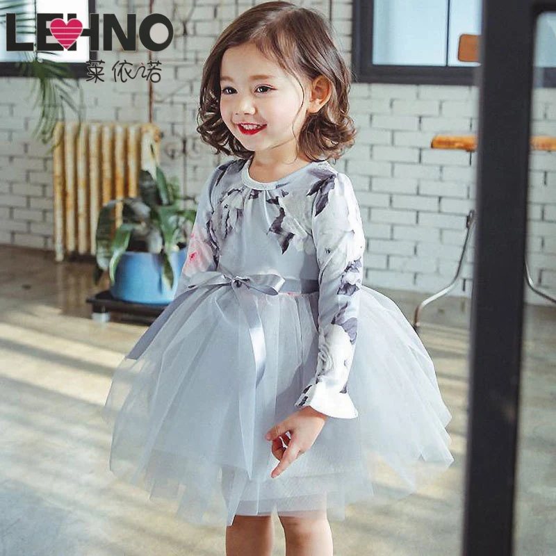 

Brands LEHNO Korean Version of Children's Skirt 2019 Summer Girls New Digital Print Dress Children's Fluffy Princess Dress