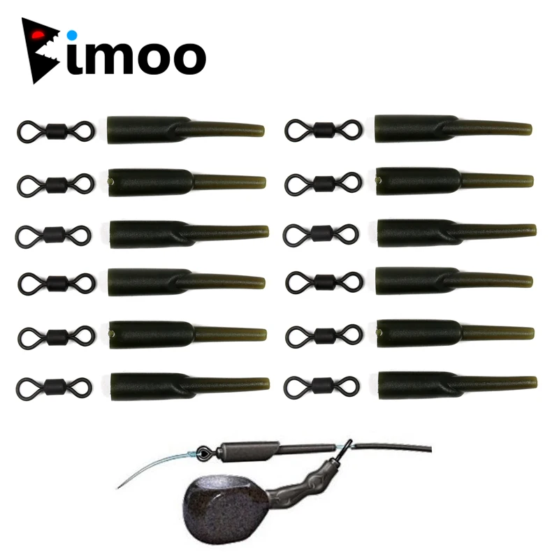 

Bimoo 24PCS Carp Fishing Run Rig Rubber Sleeve + Swivels Lead Stopper Covert Safe System Coarse Fishing Terminal Tackle