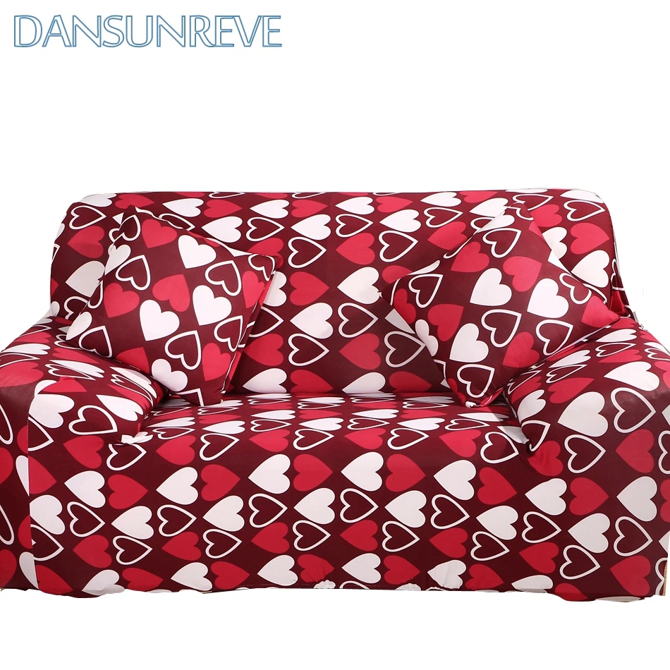 Universal Stretch Sofa Covers With Red Heart Pattern