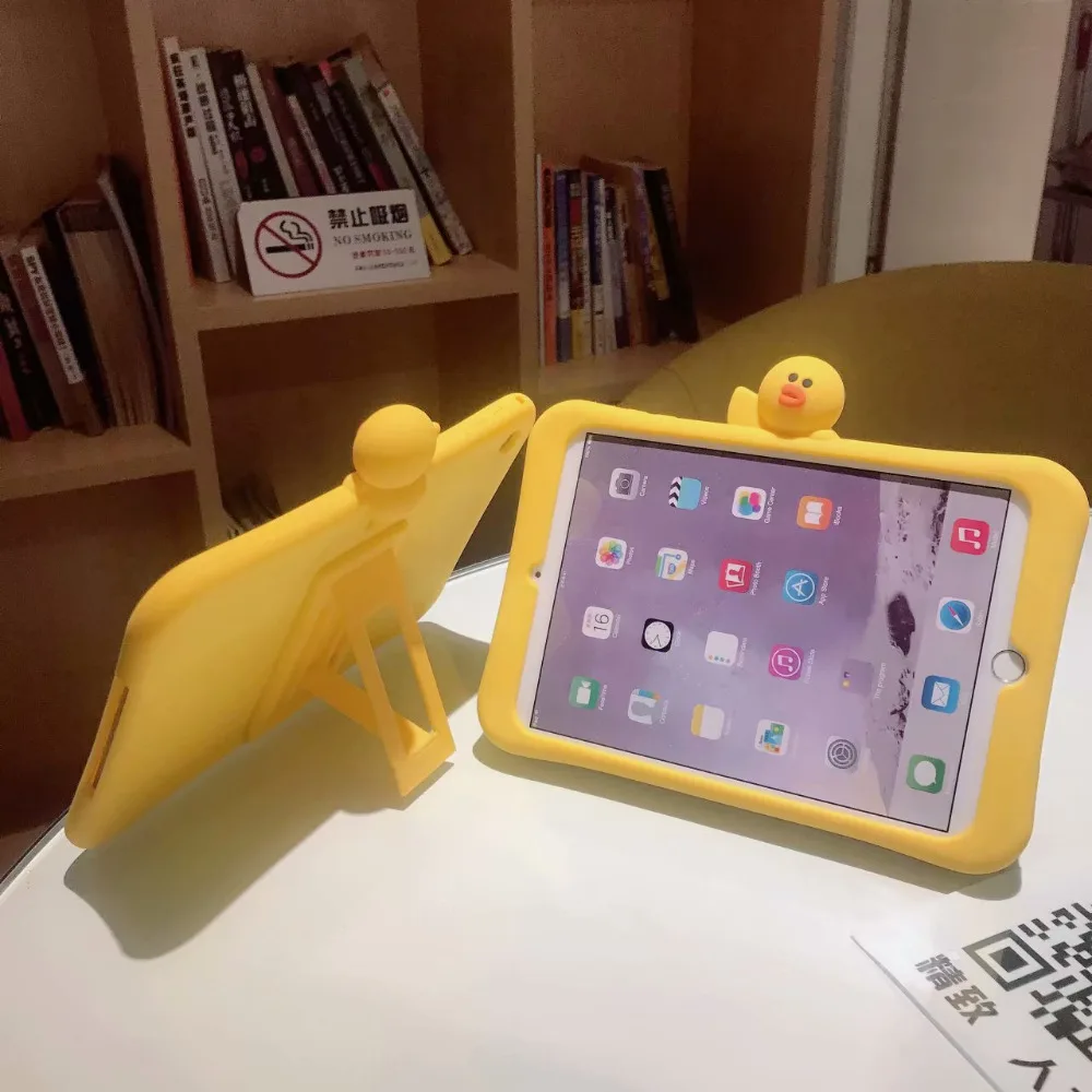 

maosenguoji Silica gel case duck bracket Tablet Case For Apple Ipad 2 3 4 air 1 2 mini 1 2 3 4 for new Ipad 2017 pro 9.7 cover