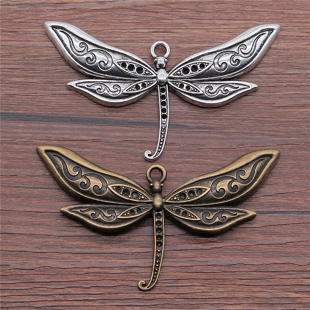 WYSIWYG 1pcs 80x47mm Pendant Large Dragonfly Dragonfly Charm Pendants For Jewelry Making Antique