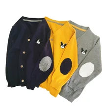 Новинка осени милый щенок открыть стежка regual длина сплошной Детский кардиган детский свитер детская одежда свитер