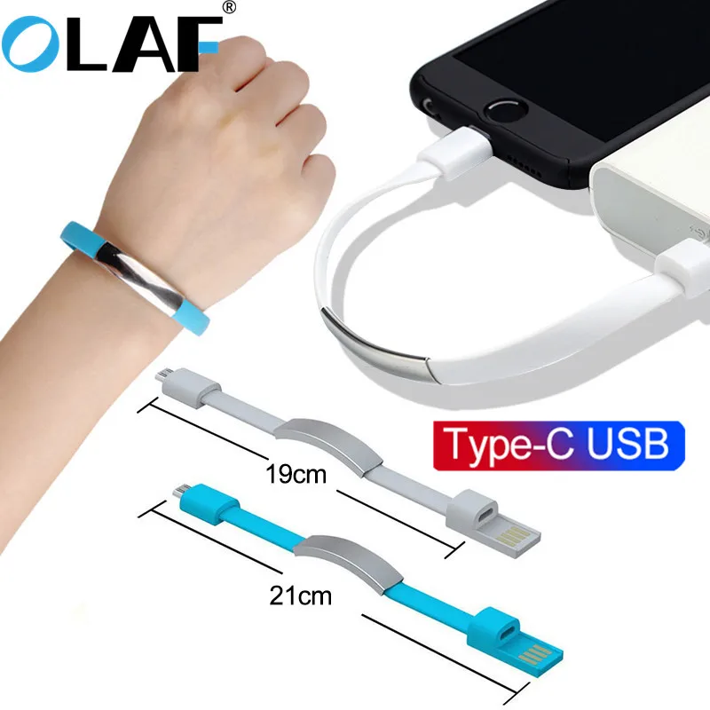 أولاف نوع C سوار كابل الهاتف المحمول كابلات usb بيانات الشحن الحبل لسامسونج s8 s9 s10 Huwei P30 C نوع-C قصيرة كابل يو اس بي