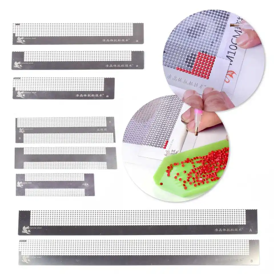 

Diy Diamond Painting Accessory Stainless Steel 141mm Diamond Embroidery Drawing Mesh Ruler Point Anti-stick Drilling Ruler Tools