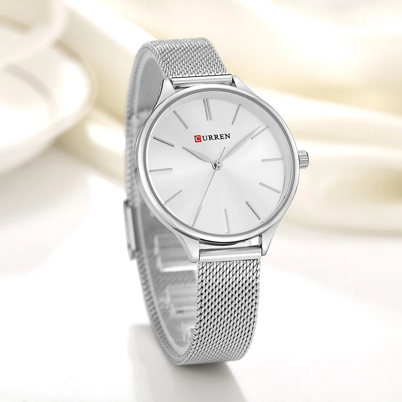 Comprar Relojes CURREN gran oferta Saat marca vestido de moda para mujer reloj de pulsera de oro rosa relojes femeninos reloj mujer