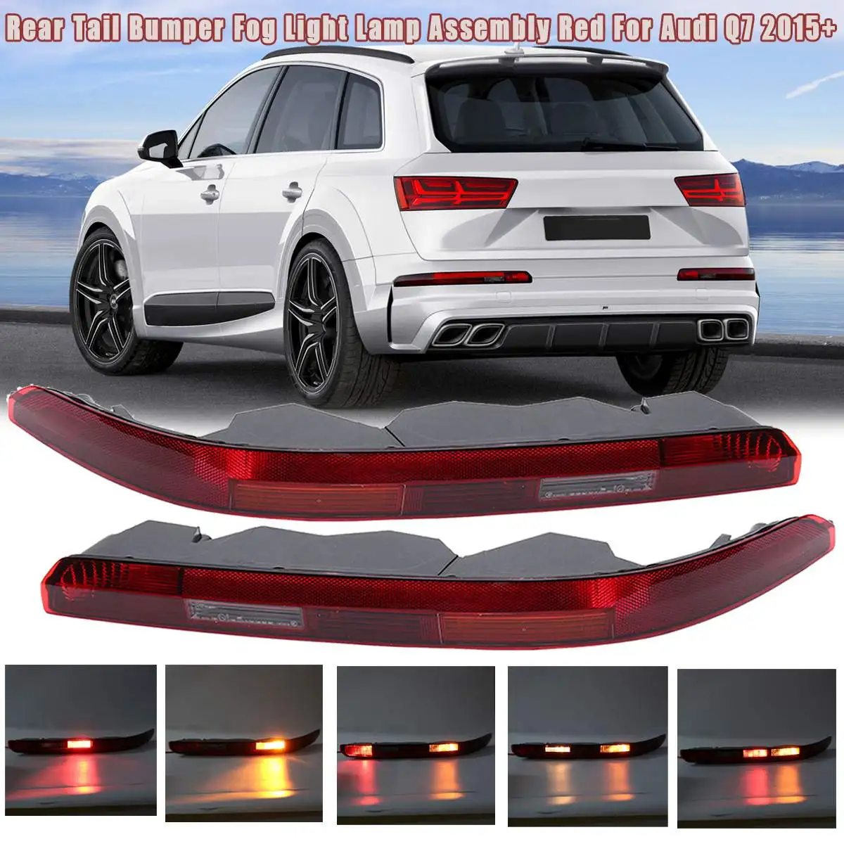 

Right Left Side European Version For Audi Q7 2015 2016+ Rear Bumper Tail light Reflector Red Lens Lamp 4M0945096 4M0945095