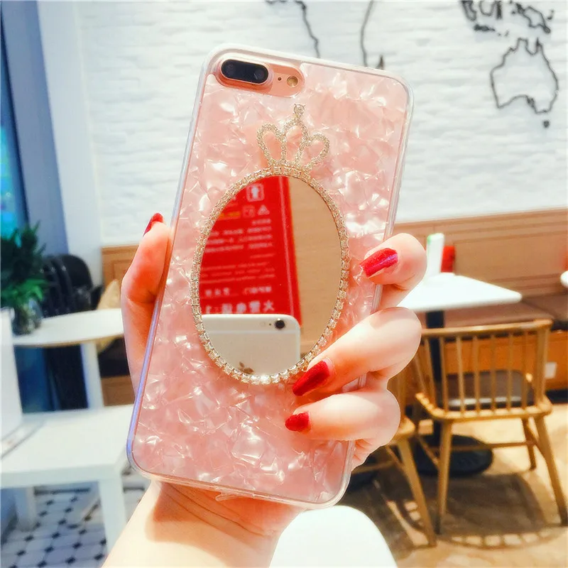 Для iPhone 6 6s 7 8 plus для Samsung galaxy s7 edge s8 s9 note роскошные короны зеркала со стразами
