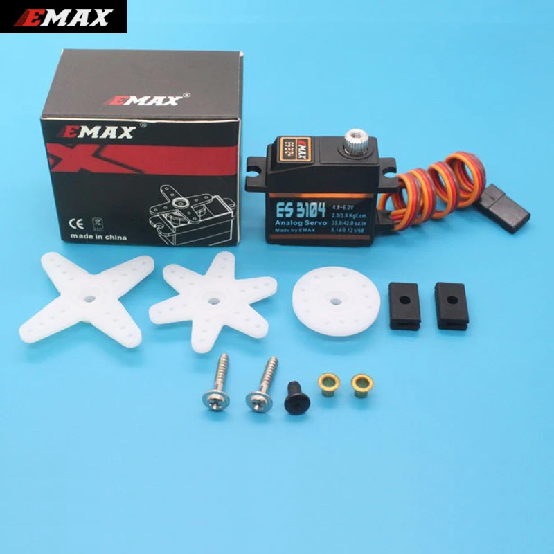 

4set/lot EMax ES3104 17g Metal Gear Analog Servo for RC Fixed-wing Copters (ES08A ES08MA ES08MD wholesale) Drop Free shipping