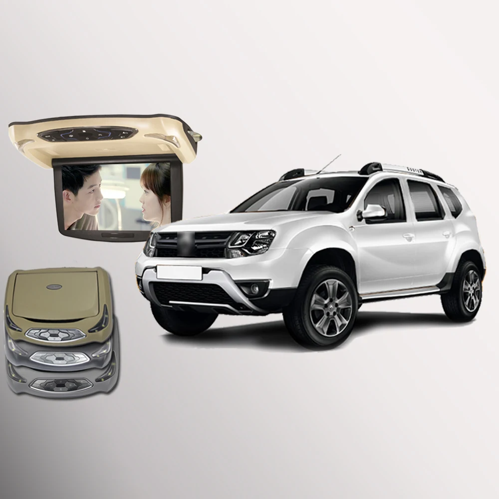 BigBigRoad Flip Down DVD For Renault Duster Car Roof Mounted in car LED