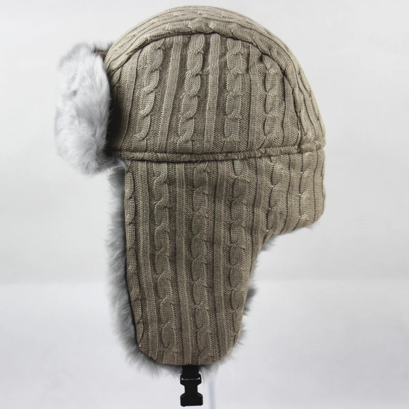 HT2107 шапка-бомбер, толстая теплая шапка для мужчин и женщин, зимняя шапка с ушами, защищающая от снега, лыжная шапка охотника, вязаная Русская Шапка унисекс, шапка-ушанка, меховая шапка