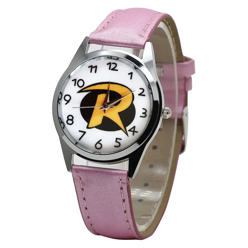 Горячая Мода Новые буквы детские часы мультфильм кожа мальчик спортивные часы дети девушки день рождения подарок белый розовый часы