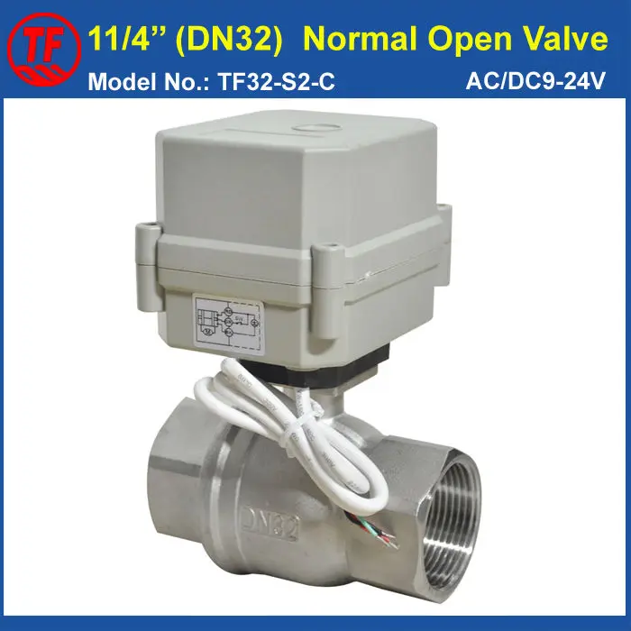 

TF32-S2-C BSP/NPT DN32 (1-1/4'') Stainless Steel AC/DC9-24V 2 Wires Normal Open Valve 2-Way Full Port IP67/CE Torque 10Nm