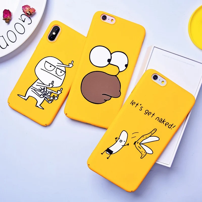 Hisomone Funny Cartoon Phone Case For iPhone 6 6S Plus Case Cute Patterned Back Cover For iPhone 8 7 Plus X Cases Yellow Capa