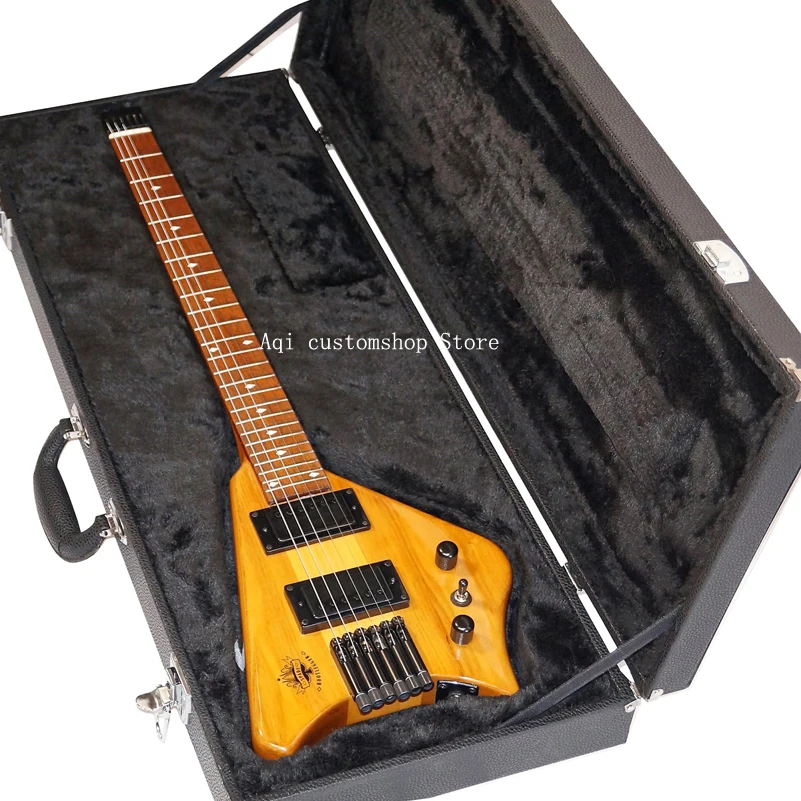 

Free shipping/Wood color/24 Frets/Bootlegger 6 stringGuitar/Spade Headless Travel Guitar