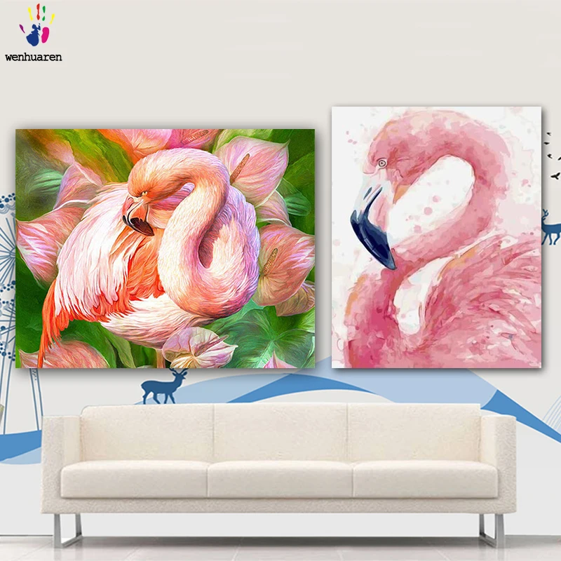 

DIY colorings pictures by numbers with colors Pink flamingos picture drawing painting by numbers framed Home