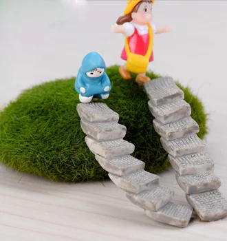 

1pc Ladder Stairs Figure decorative mini fairy garden cartoon Building statue jardin miniature Moss ornaments resin craft TNB026