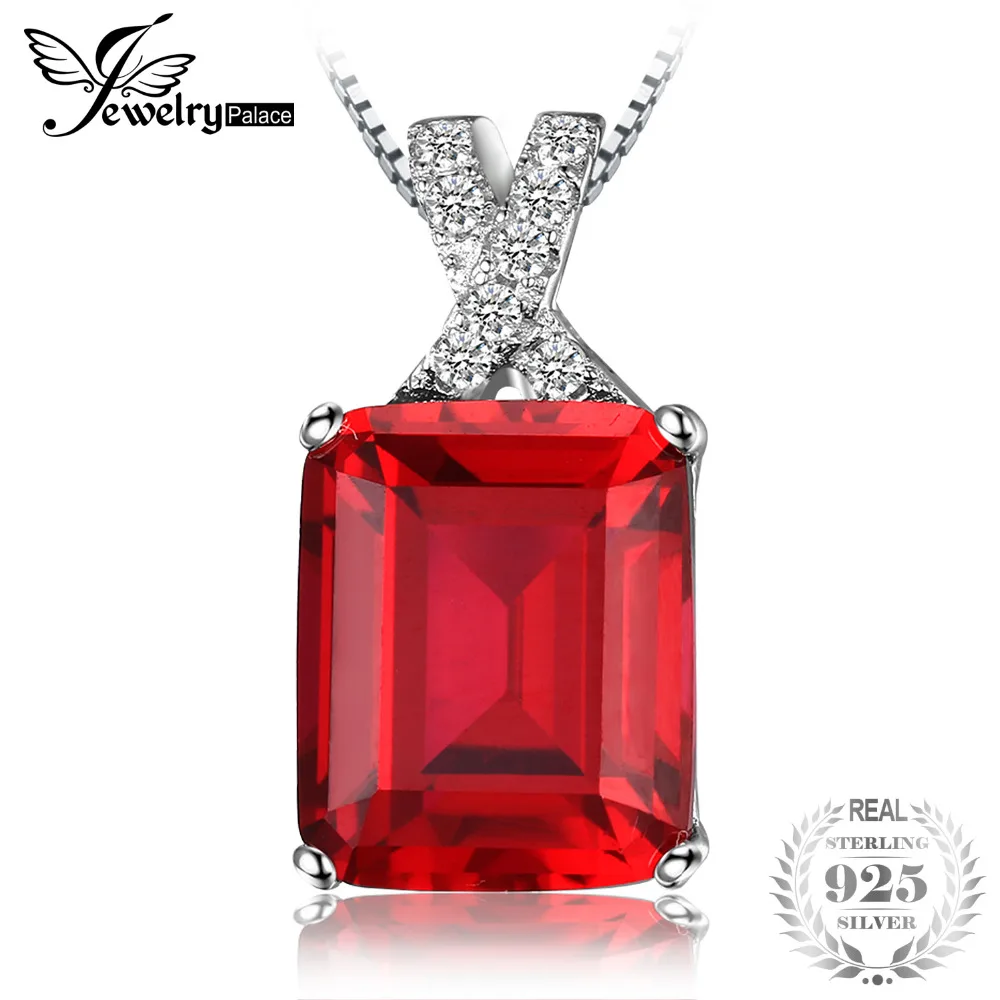 

6ct Ruby Engagement Wedding Pendant Solid 925 Sterling Solid Silver Emerald Cut