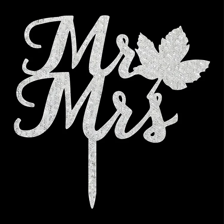 Mr Mrs акриловые флажки для торта сердце любовь кленовый лист клевер черный белый