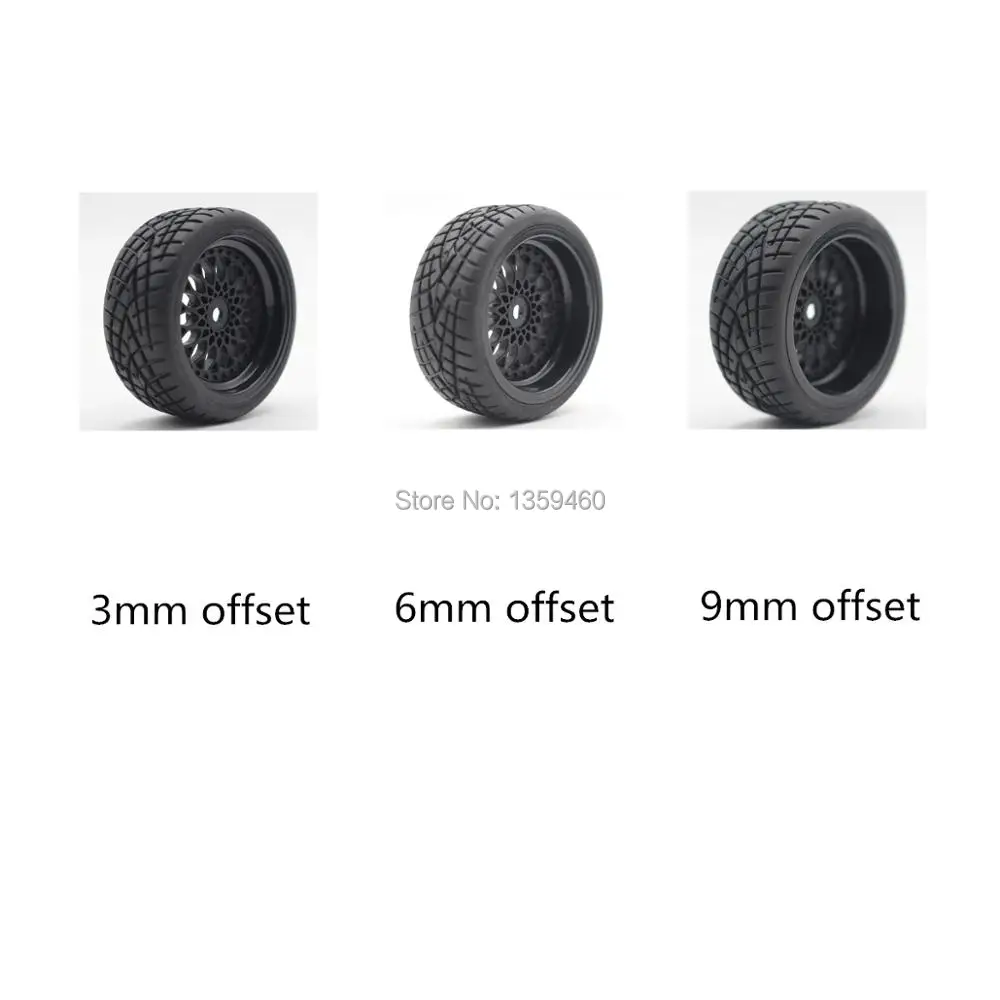 4pcs 1/10 RC Soft Rubber Touring Tire Tyre Wheel Rim For Touring Car 10030+21002 