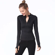 Voobuyla Для женщин длинный рукав, для йоги рубашка эластичной плотно облегающие Костюмы фитнес, тренажерный зал, спортивный бег длинные брюки для занятий йогой, блузка для XL