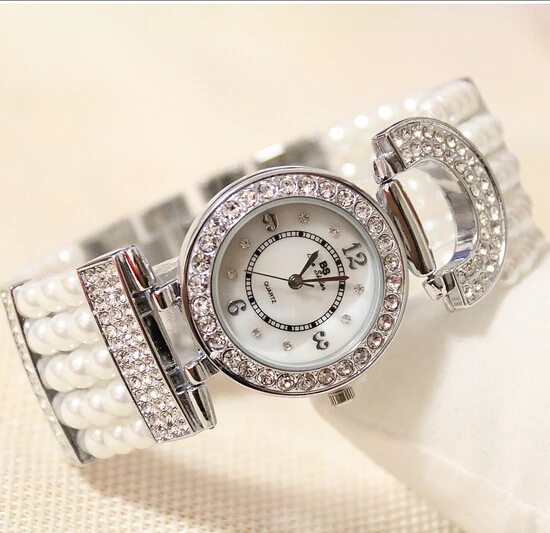 Luxury Elegant Women Rhinestone Watches Lady Pearl Dress Watch Female Big Dial W Luxury Elegant Women Rhinestone Watches Lady Pearl Dress Watch Female Big Dial W