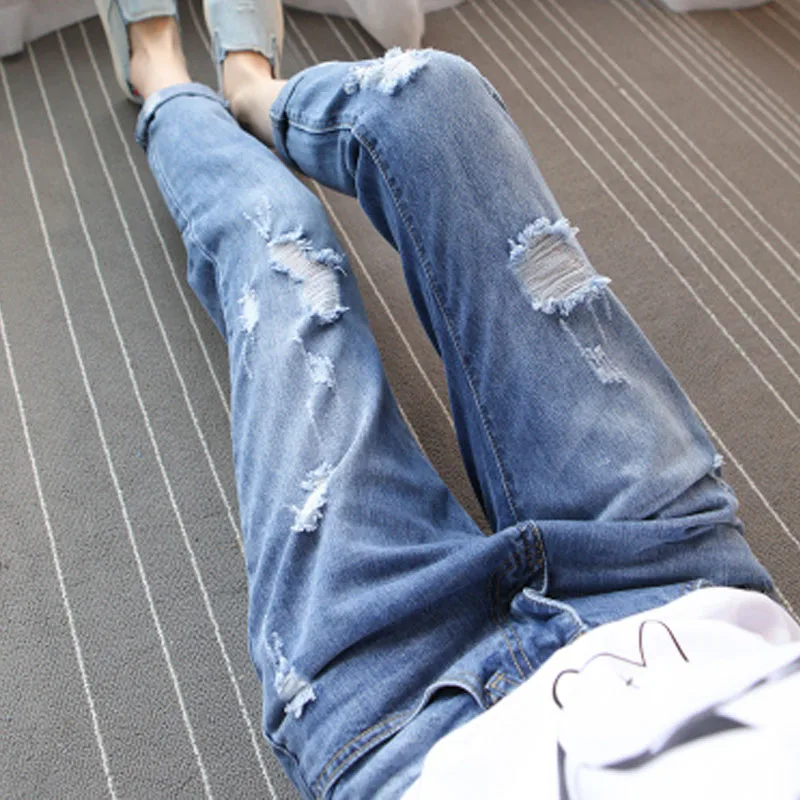 

Sedlkova Trousers Jeans 2016 Summer/Autumn Denim Ankle Length Jeans Pants Women Hole Pants Low Waist Loose Jeans Female Clothing