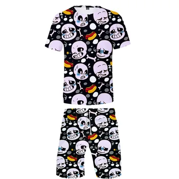 

2019 Undertale two piece set tshirt and shorts Harajuku men undertale t shirt streetwear harajuku Short Sleeve Plus Size