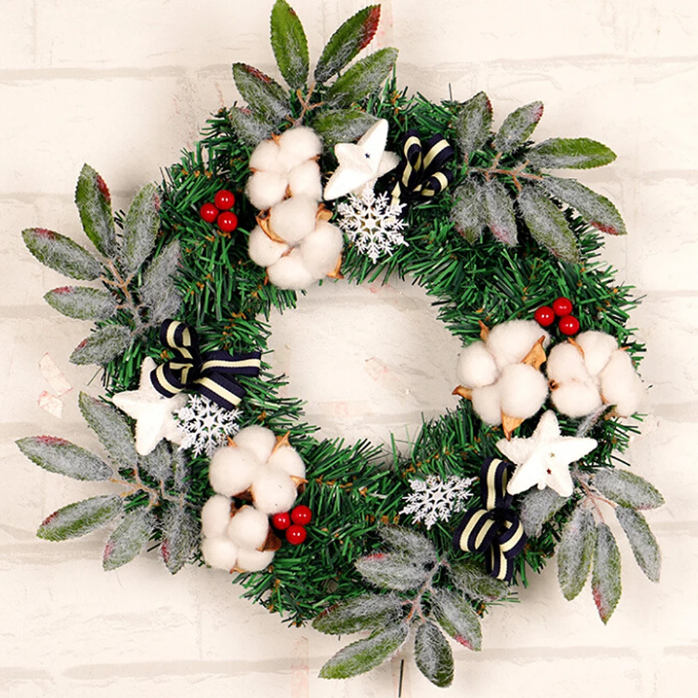 

2019 Christmas Wreath Pine Needles Merry Christmas Garland Balls With Flowers Door Wall Hangings Nice Gift Xmas Wreath