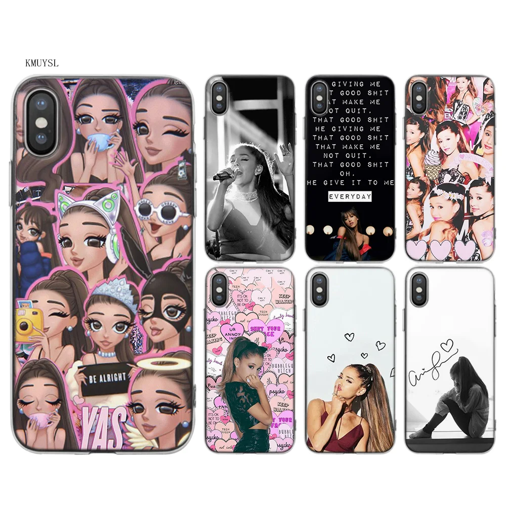 

KMUYSL ariana grande hot girl TPU Transparent Soft Silicon Case Cover Coque for iPhone X 7 8 6 6s Plus 5 5S SE 5C